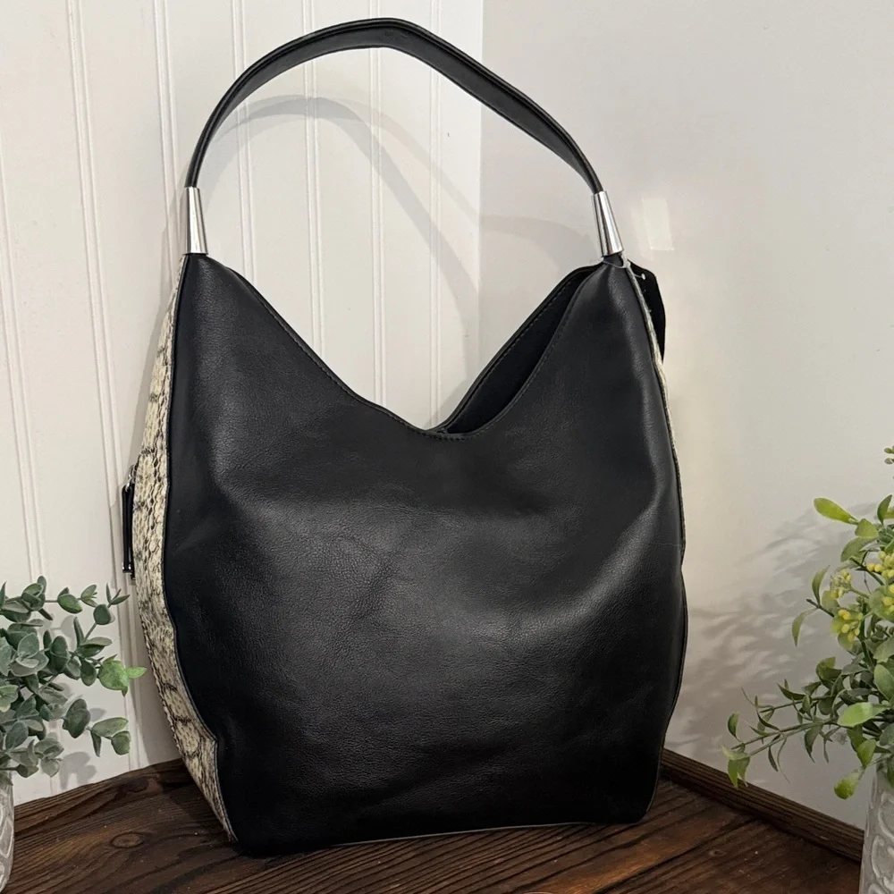 NWT Elegant Alfani Black and Snakeskin Women's Hobo Bag